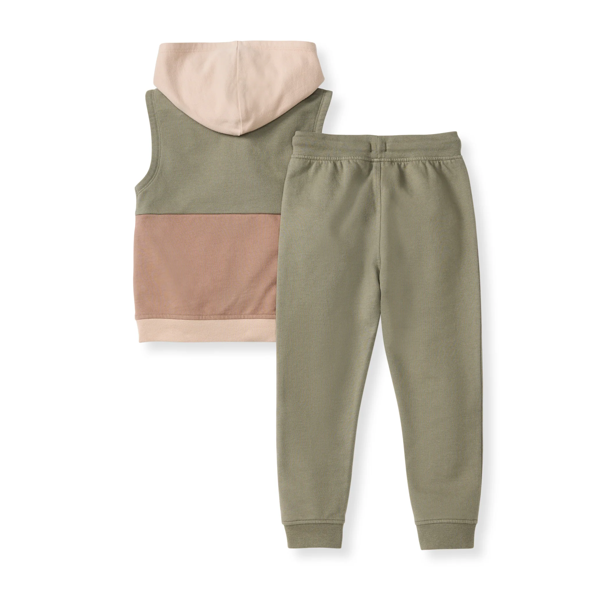 Sleeveless Color Blocked Sweatshirt & Pants Set - Image 3