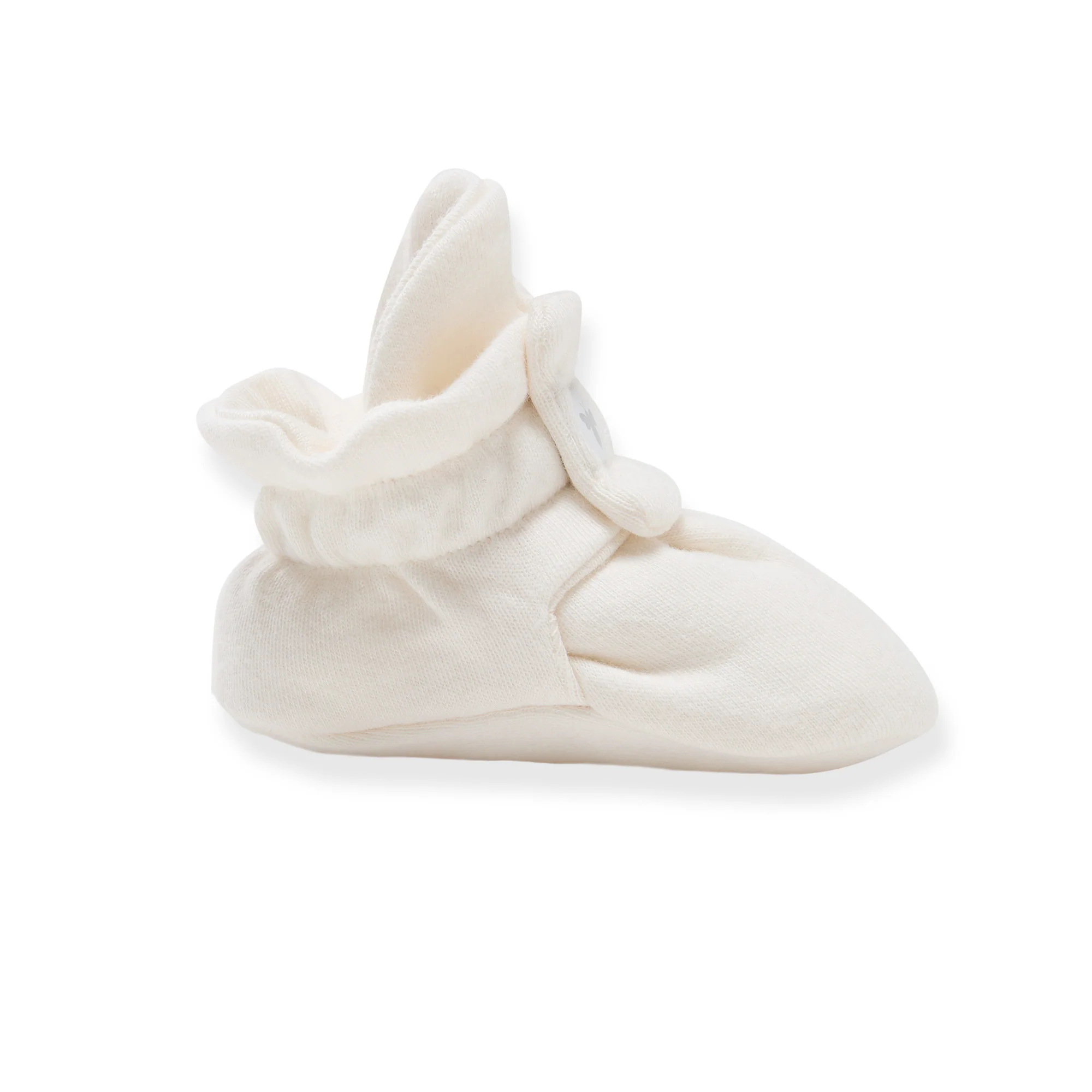 Solid Organic Cotton Baby Booties - Eggshell - Image 3