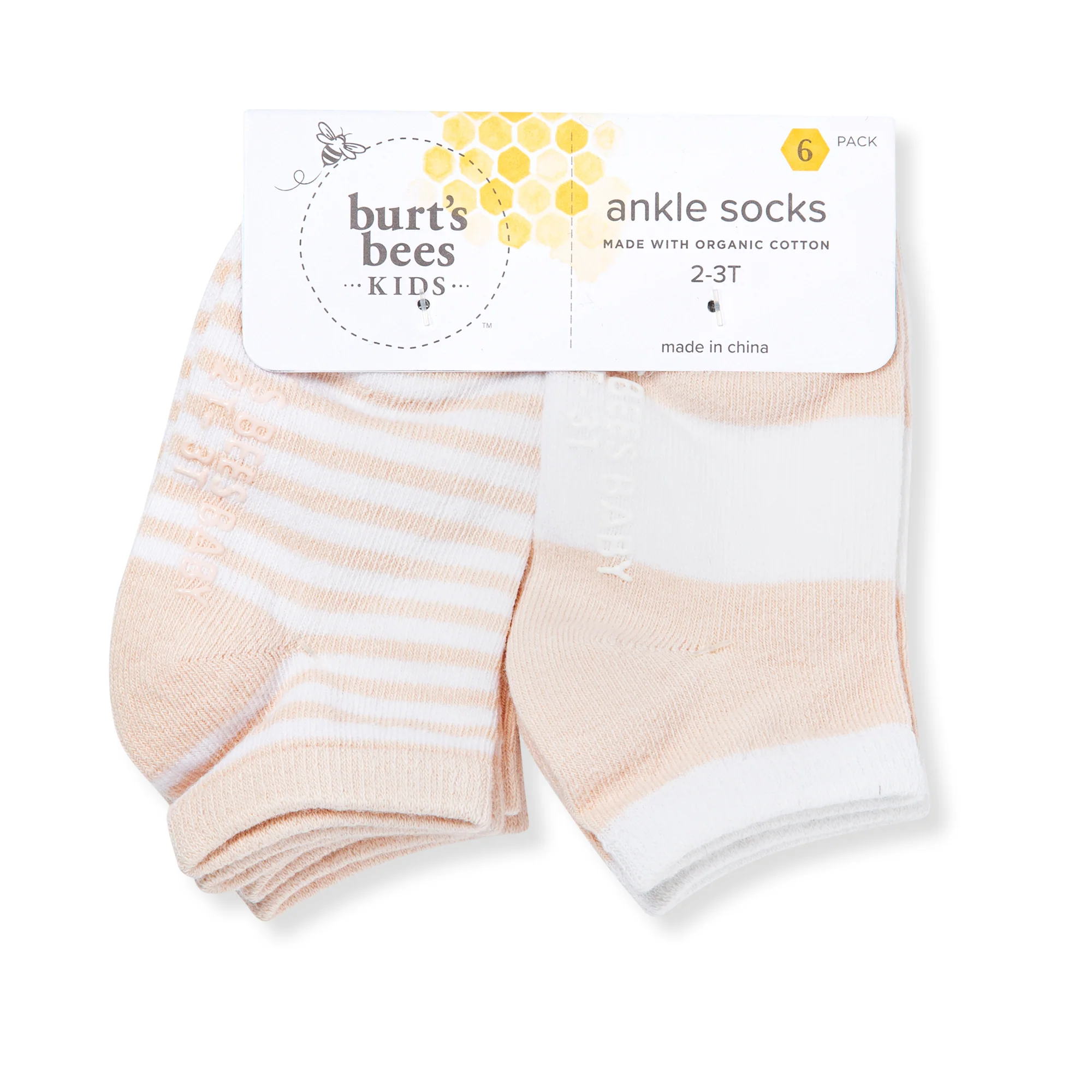 Solid & Stripes Organic Cotton Baby Ankle Socks 6 Pack - Ranunculus - Image 2