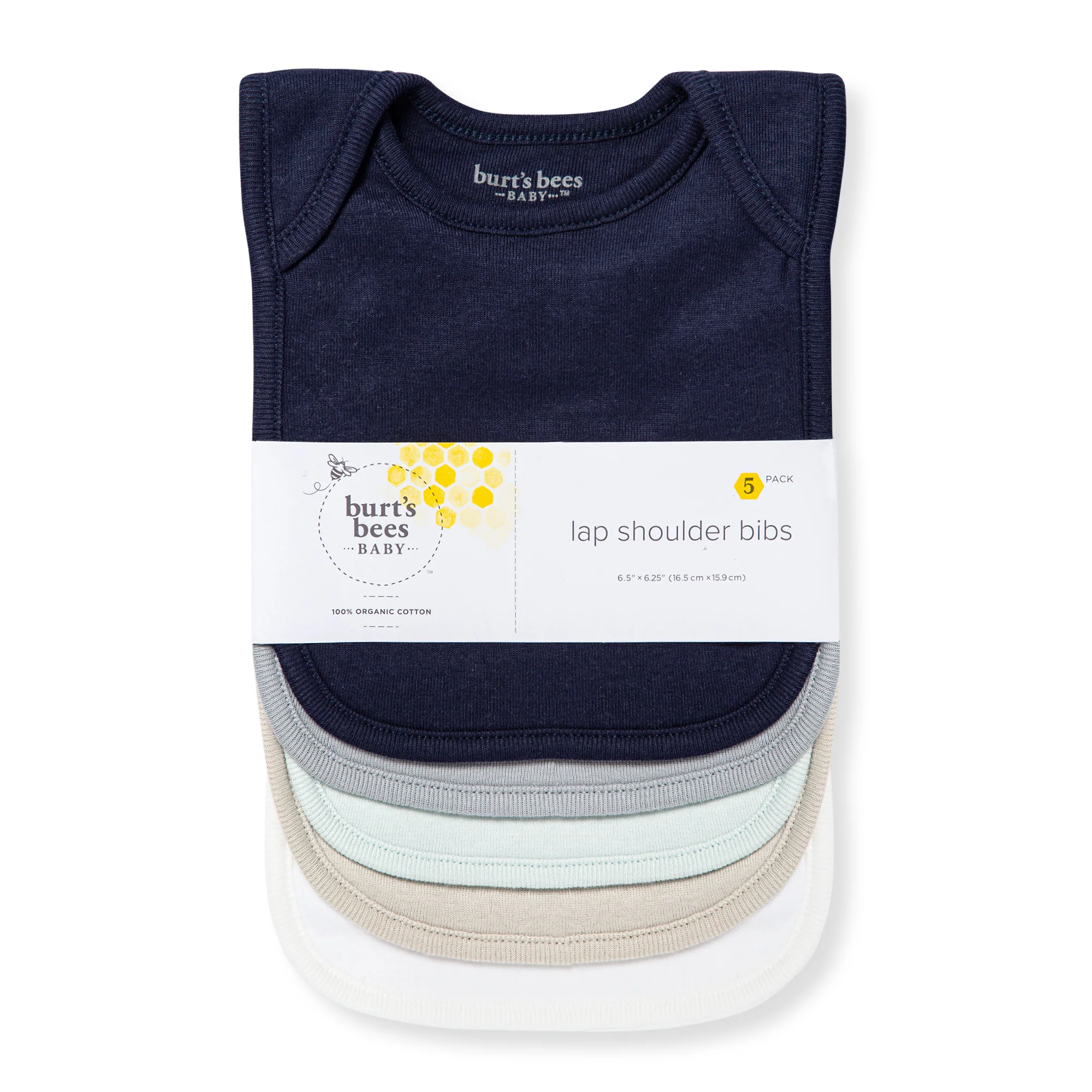 Solid Organic Cotton Baby Bibs 5 Pack - Midnight - Image 3