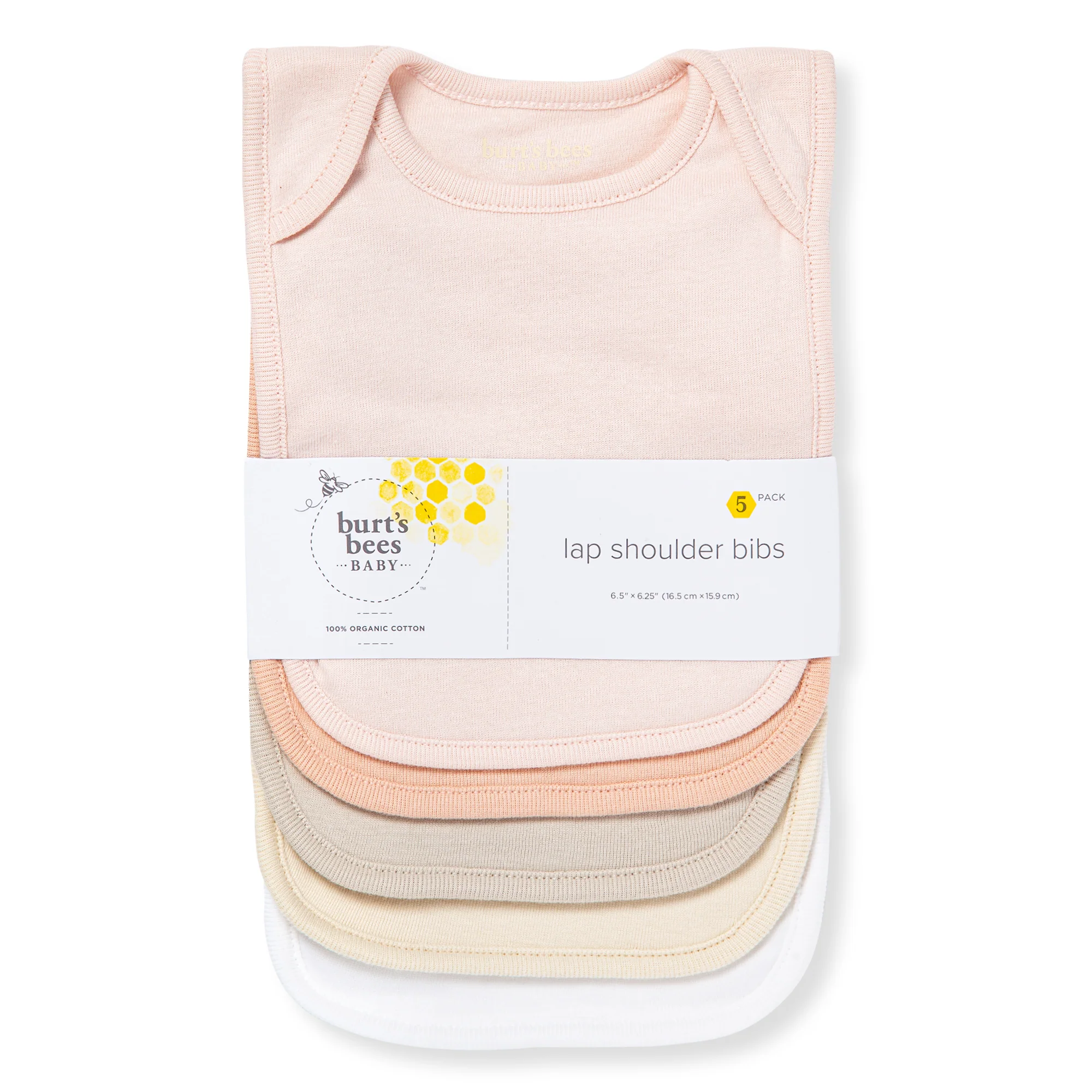 Solid Organic Cotton Baby Bibs 5 Pack - Pink Sand - Image 2