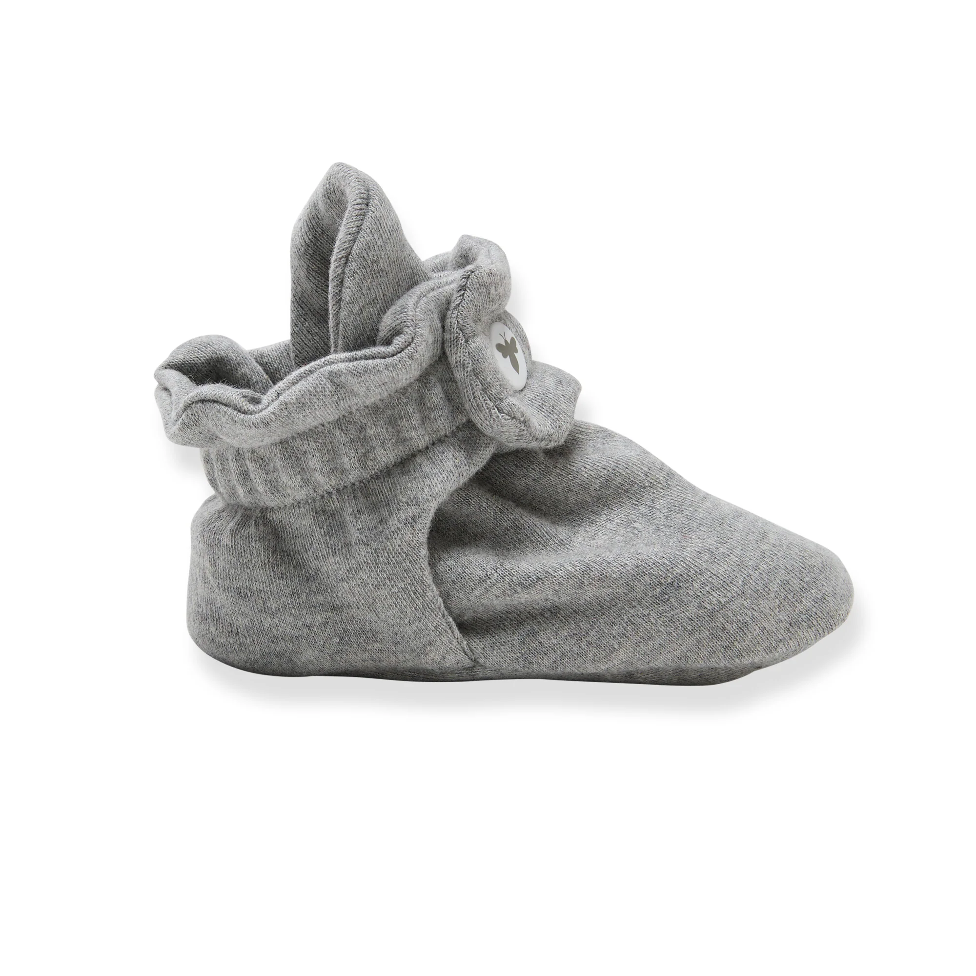 Solid Organic Cotton Baby Booties - Heather Grey - Image 2