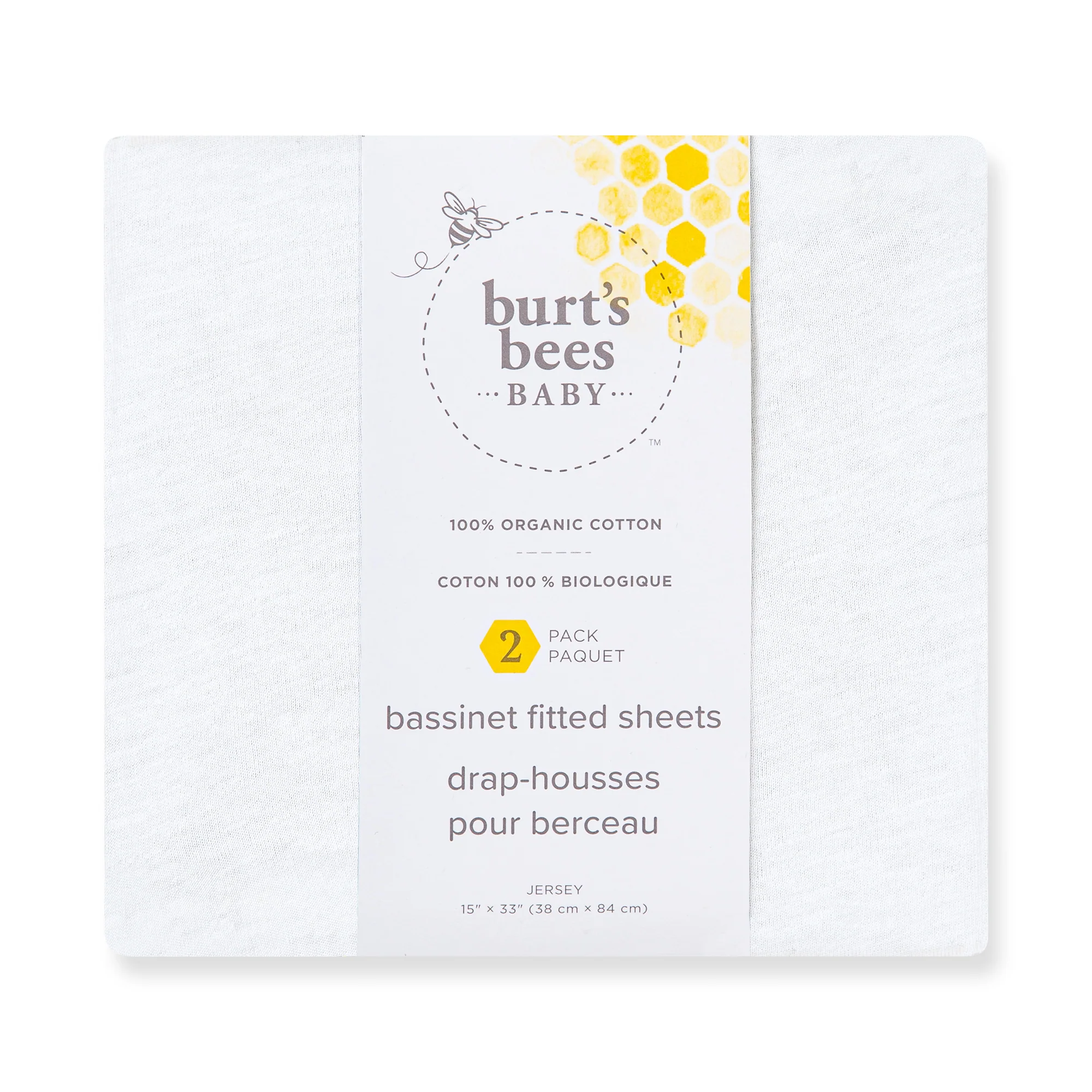 Solid Organic Cotton BEESNUG® Fitted Bassinet Sheet 2 Pack - Image 2