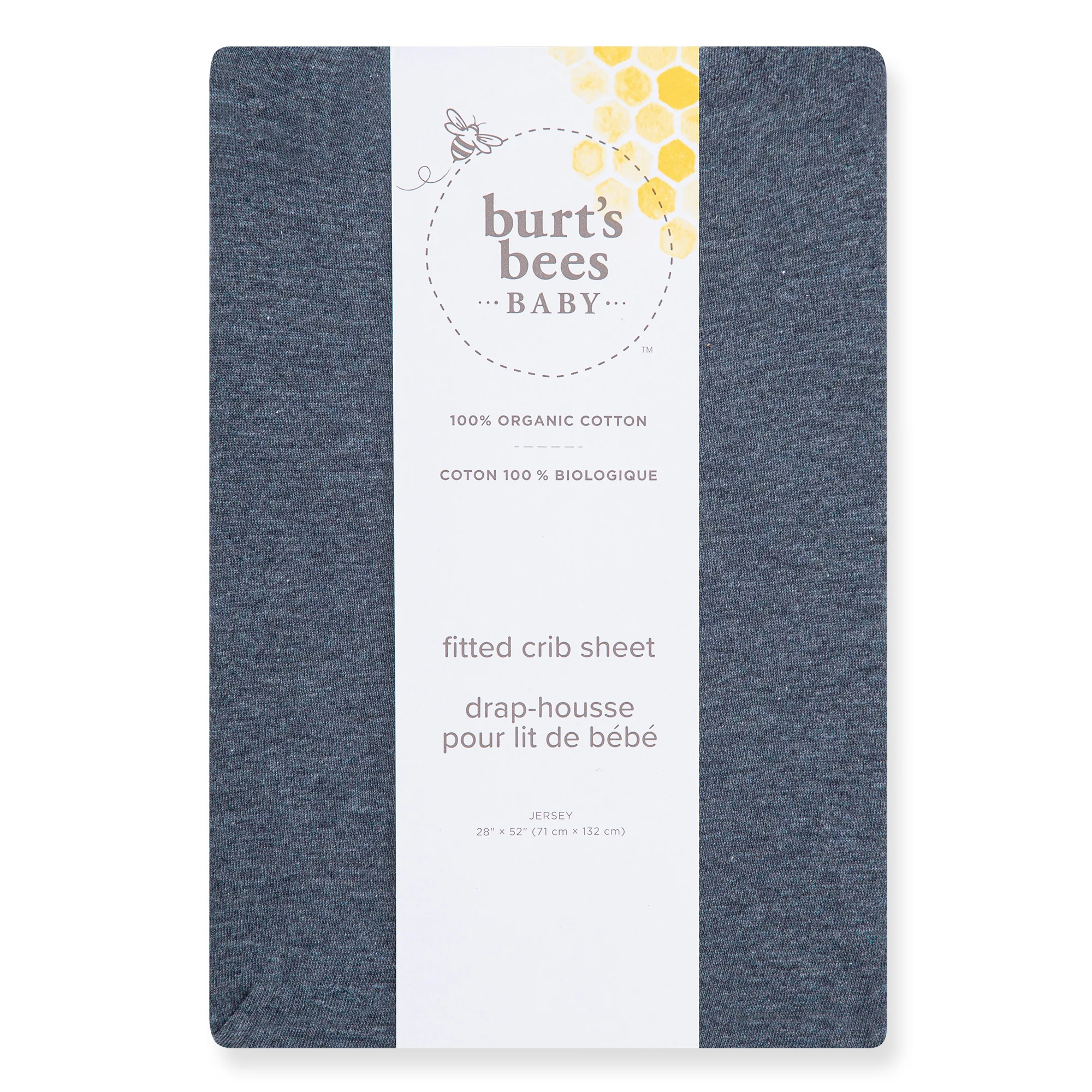 Solid Organic Cotton BEESNUG® Fitted Crib Sheet - Nightfall - Image 4