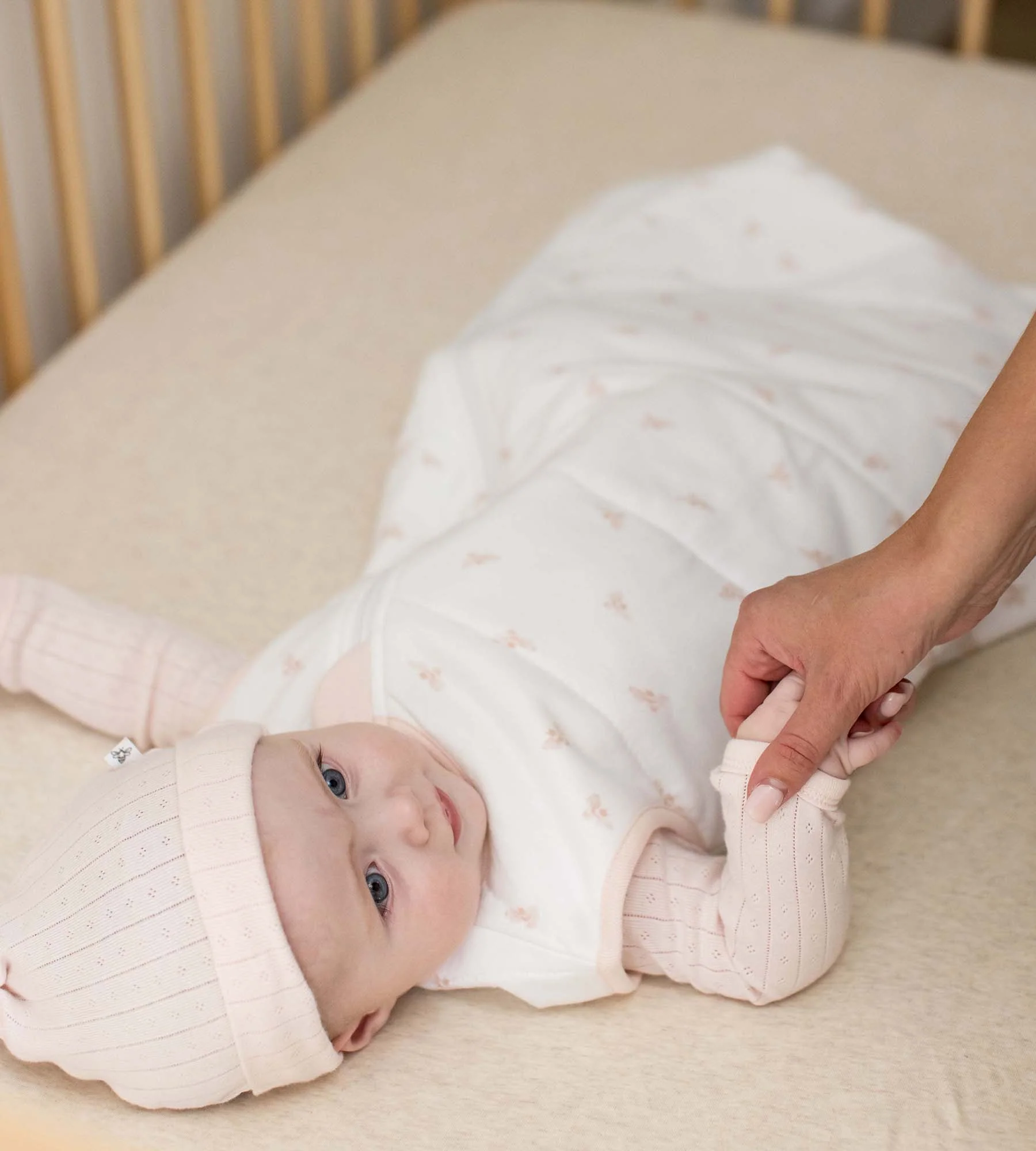 Solid Organic Cotton BEESNUG® Fitted Crib Sheet - Oatmeal - Image 4