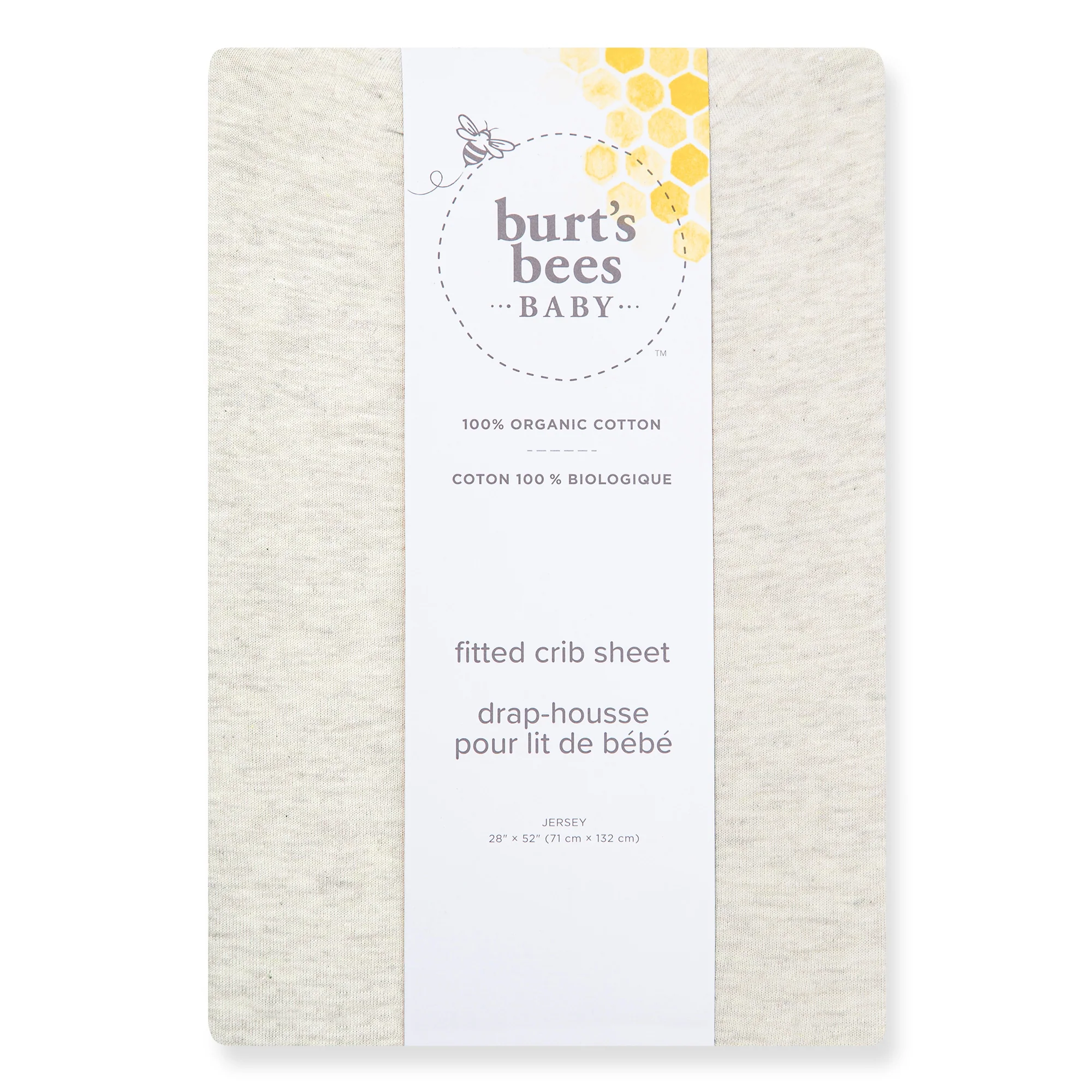 Solid Organic Cotton BEESNUG® Fitted Crib Sheet - Oatmeal - Image 5