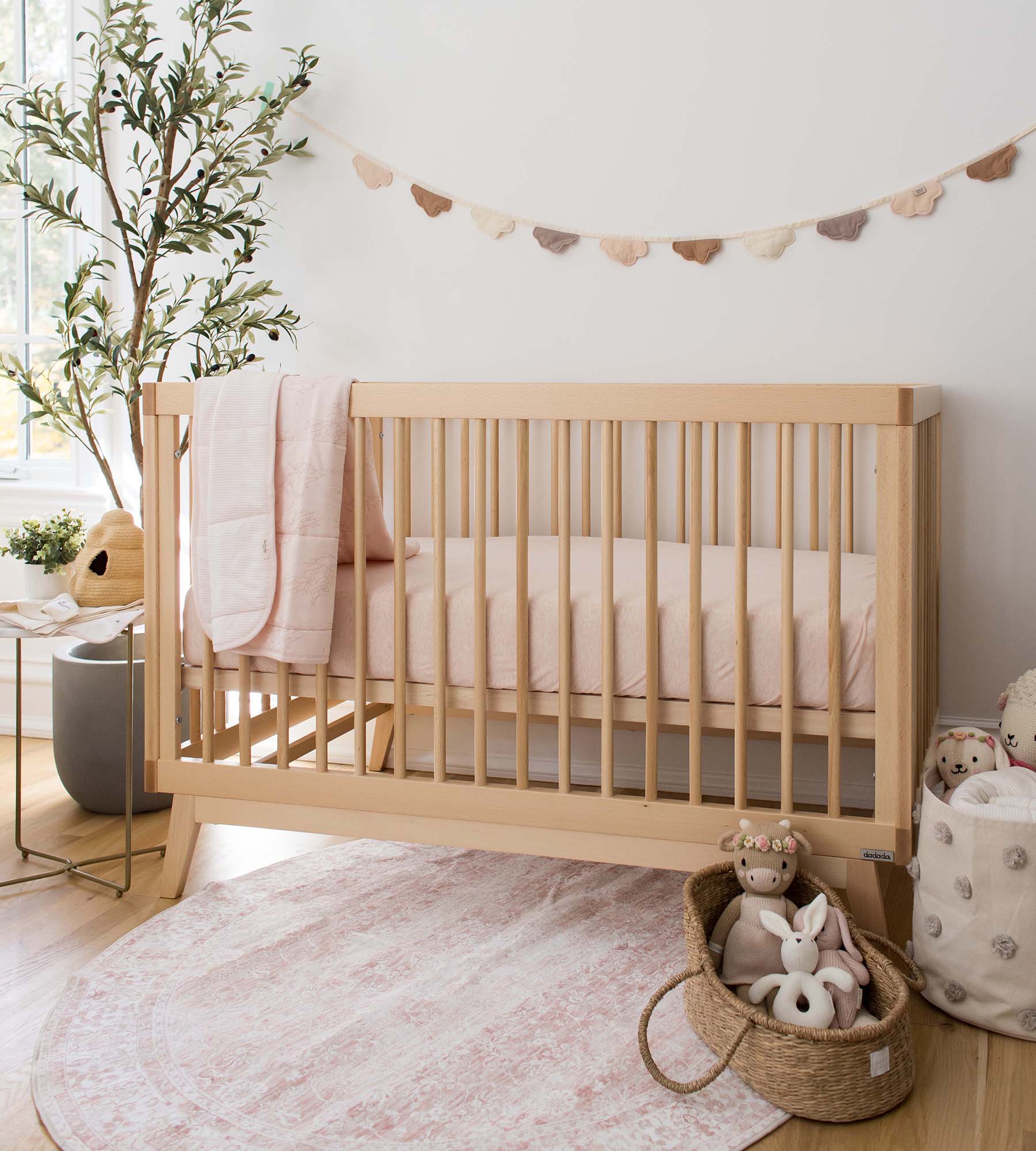 Solid Organic Cotton BEESNUG® Fitted Crib Sheet - Sandy Pink - Image 2