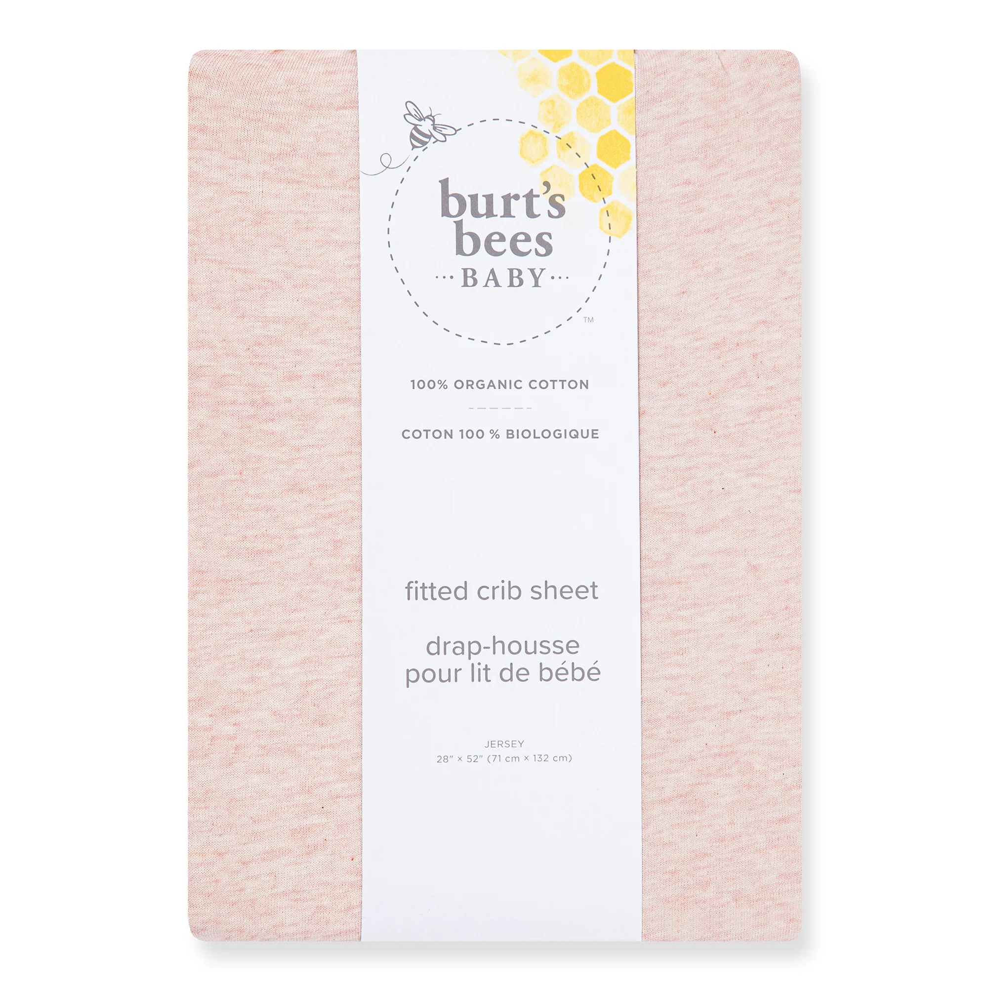 Solid Organic Cotton BEESNUG® Fitted Crib Sheet - Sandy Pink - Image 3
