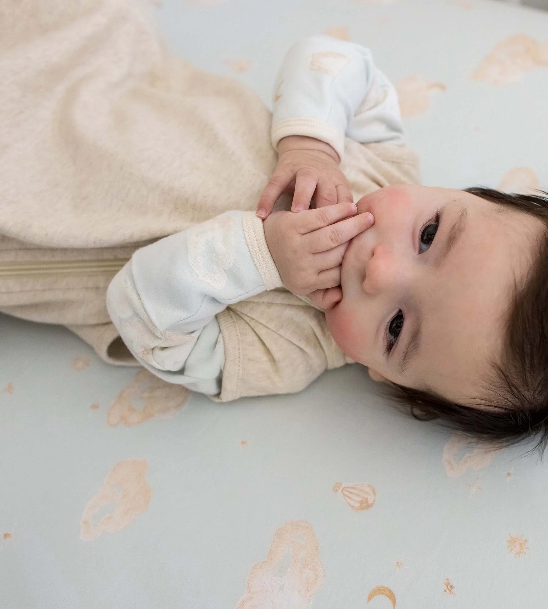 Solid Organic Lightweight Beekeeper™ Wearable Baby Blanket - Oatmeal - Image 5