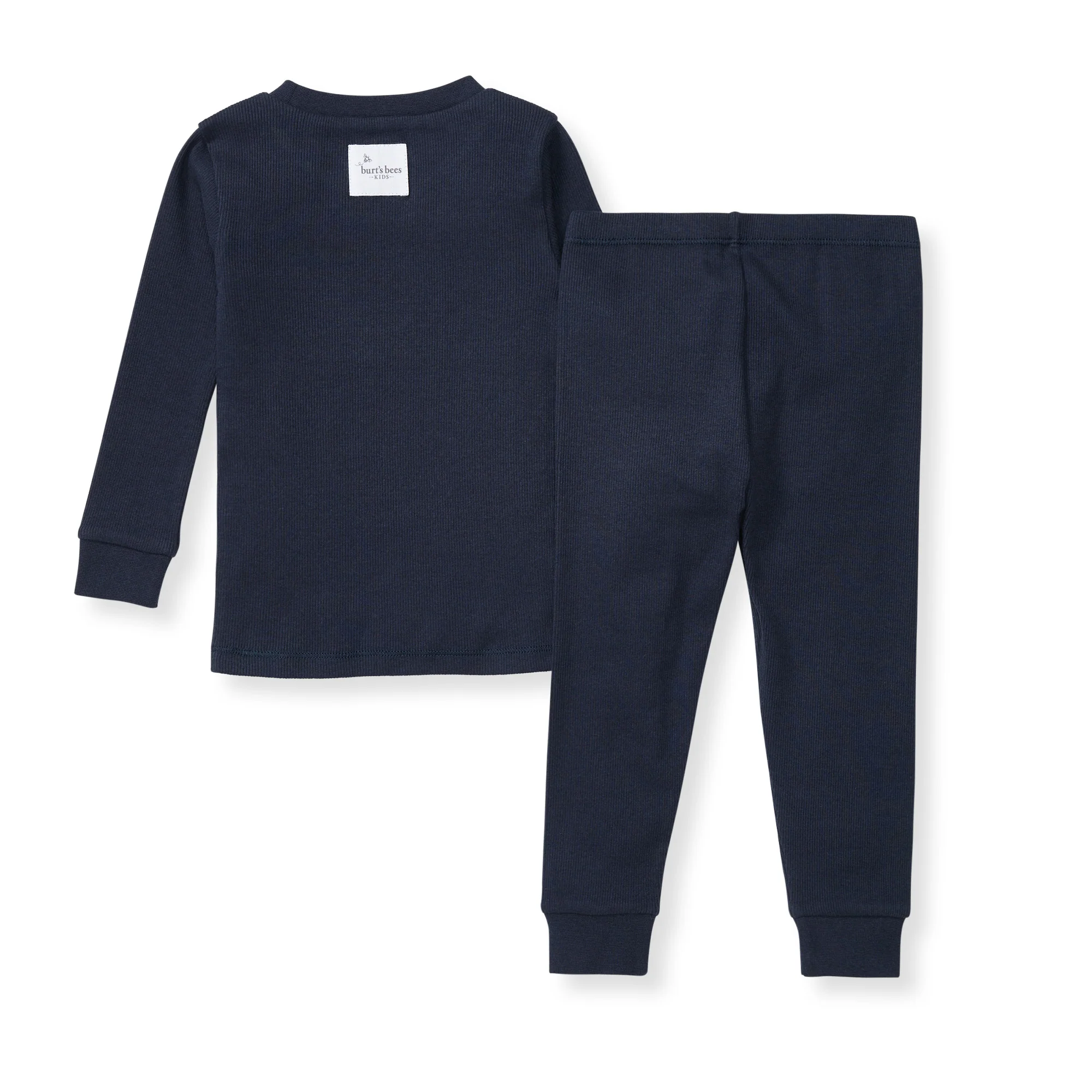 Solid Rib Organic Cotton Two-Piece Pajamas - Midnight - Image 3