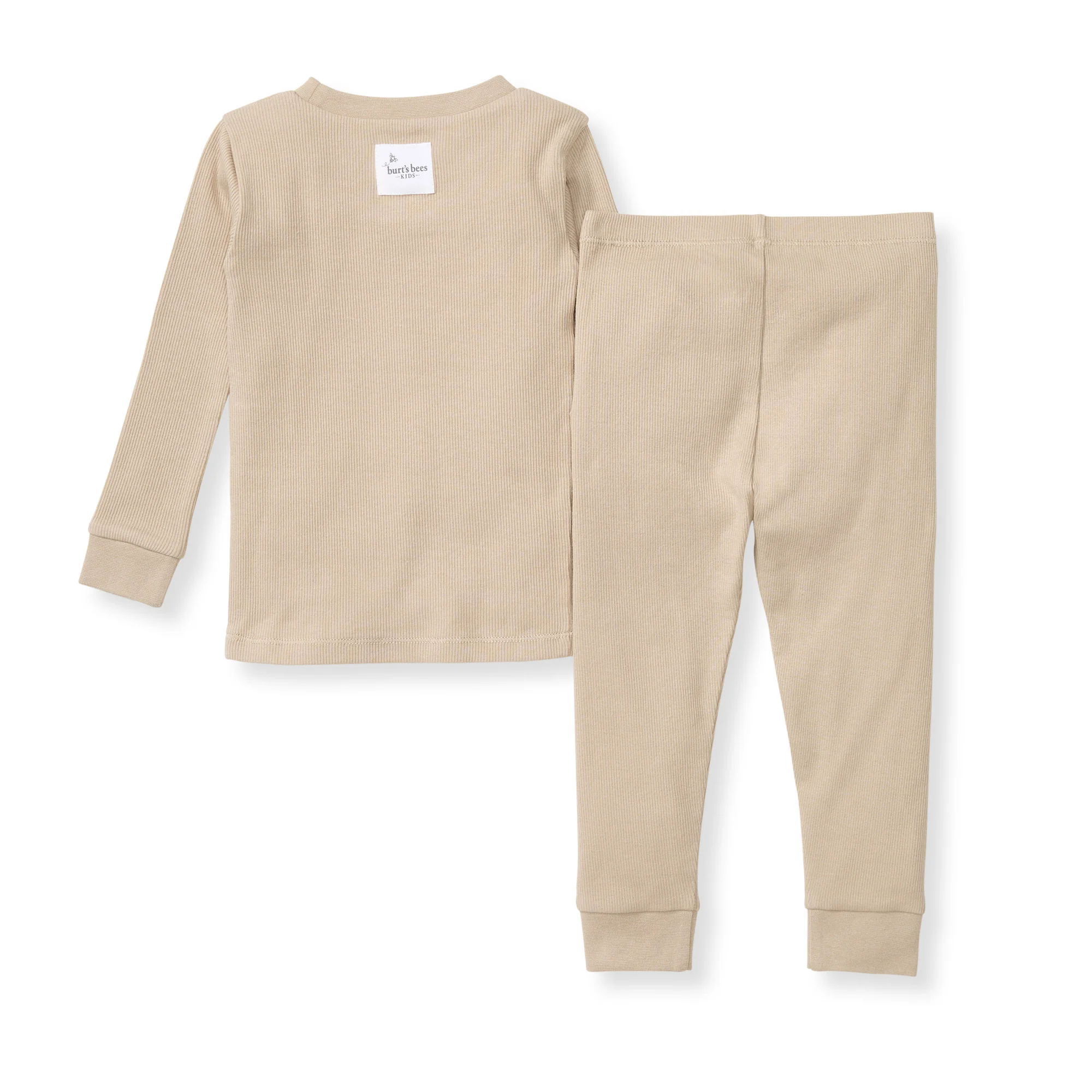Solid Rib Organic Cotton Two-Piece Pajamas - Hummus - Image 3