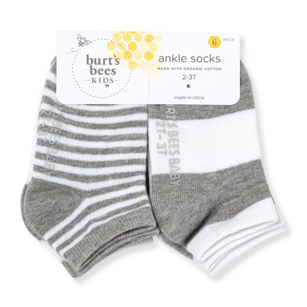 Solid & Stripes Organic Cotton Baby Ankle Socks 6 Pack - Image 3