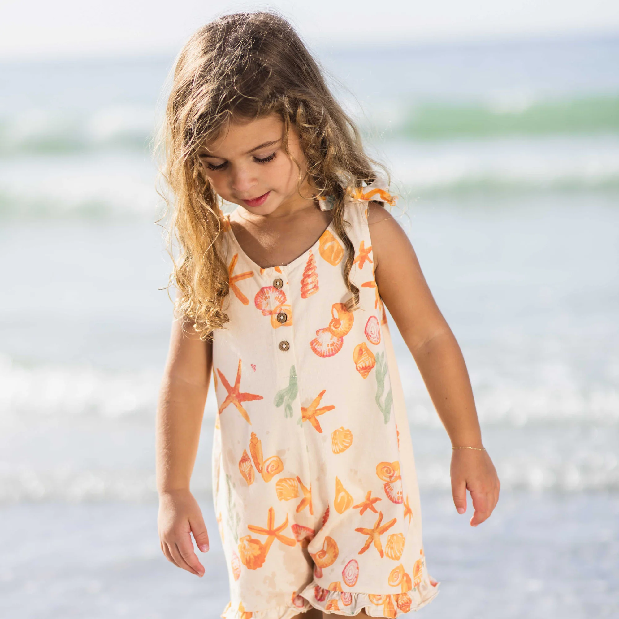 Starfish & Shells Organic Girl Romper - Image 2