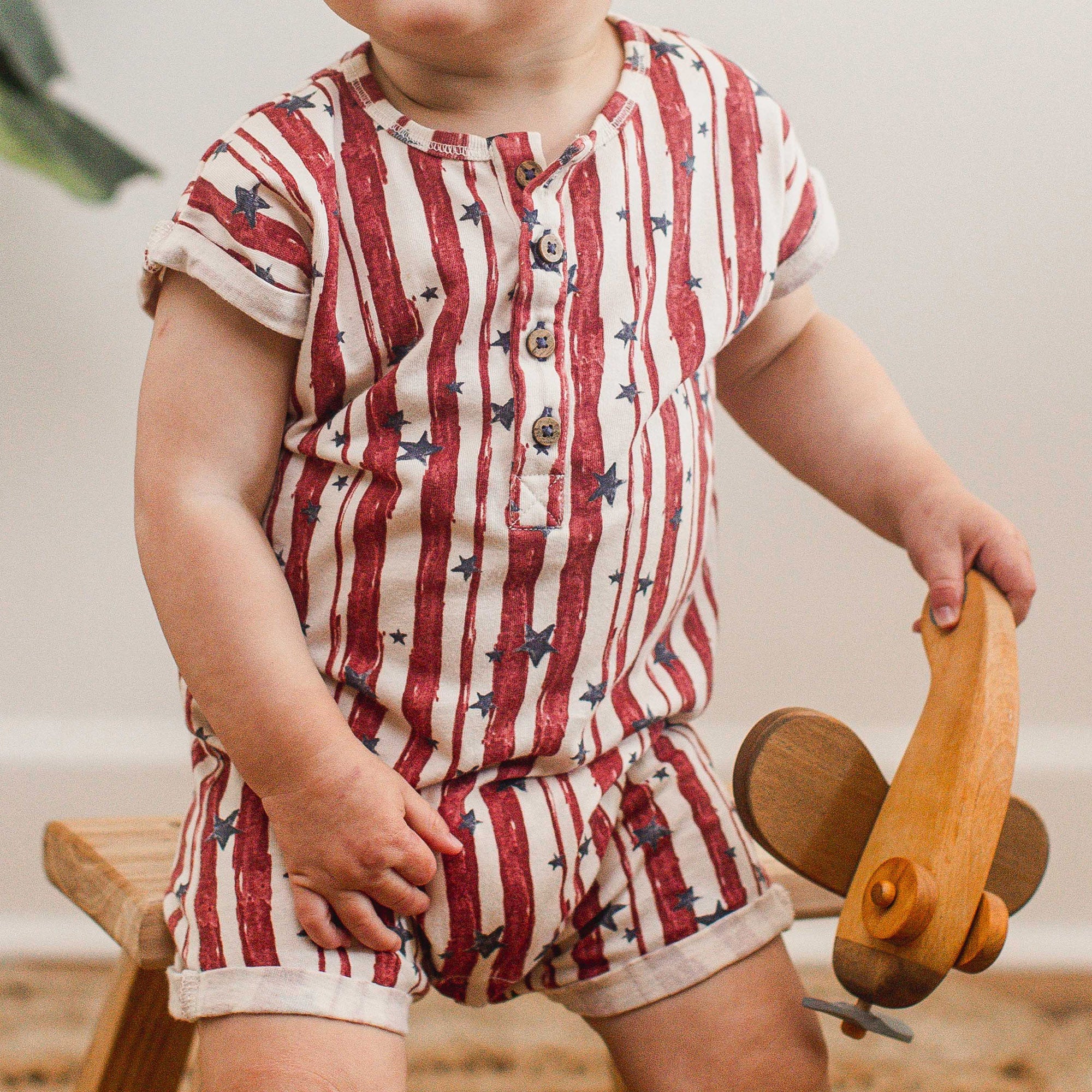 Stars & Stripes Baby Boy Romper - Image 2