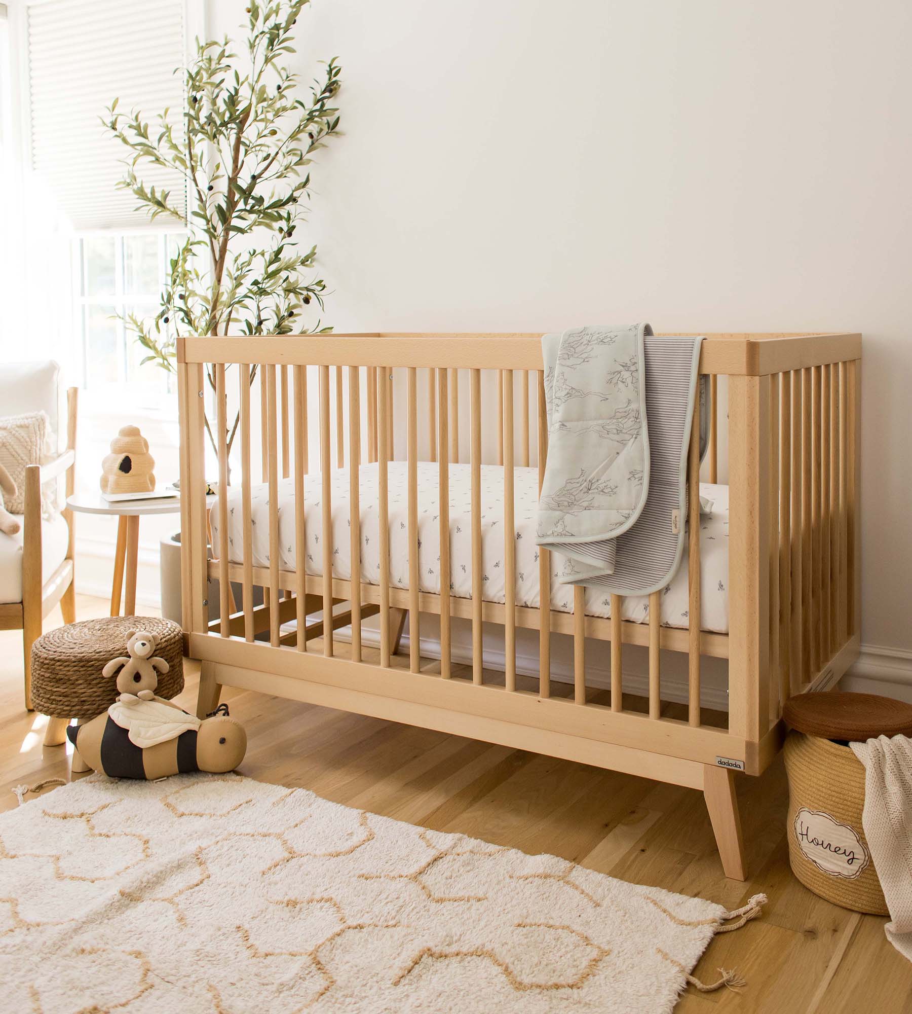 Swaying Branches Organic Cotton Reversible Baby Blanket - Ice Flow - Image 4