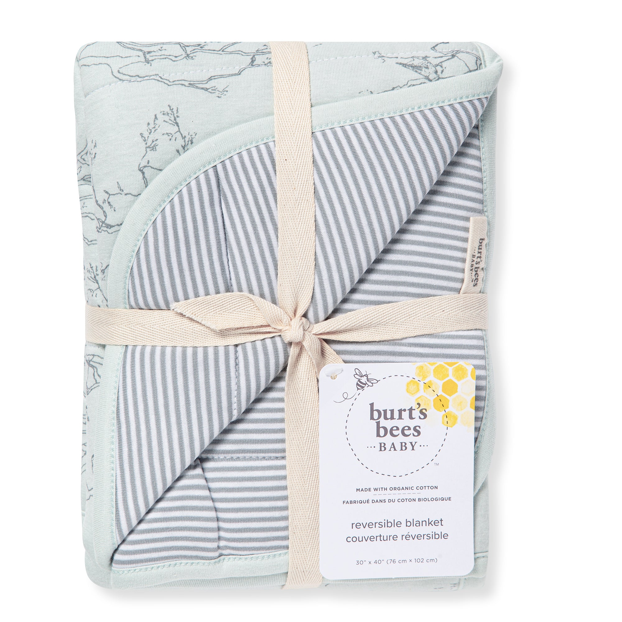 Swaying Branches Organic Cotton Reversible Baby Blanket - Ice Flow - Image 5