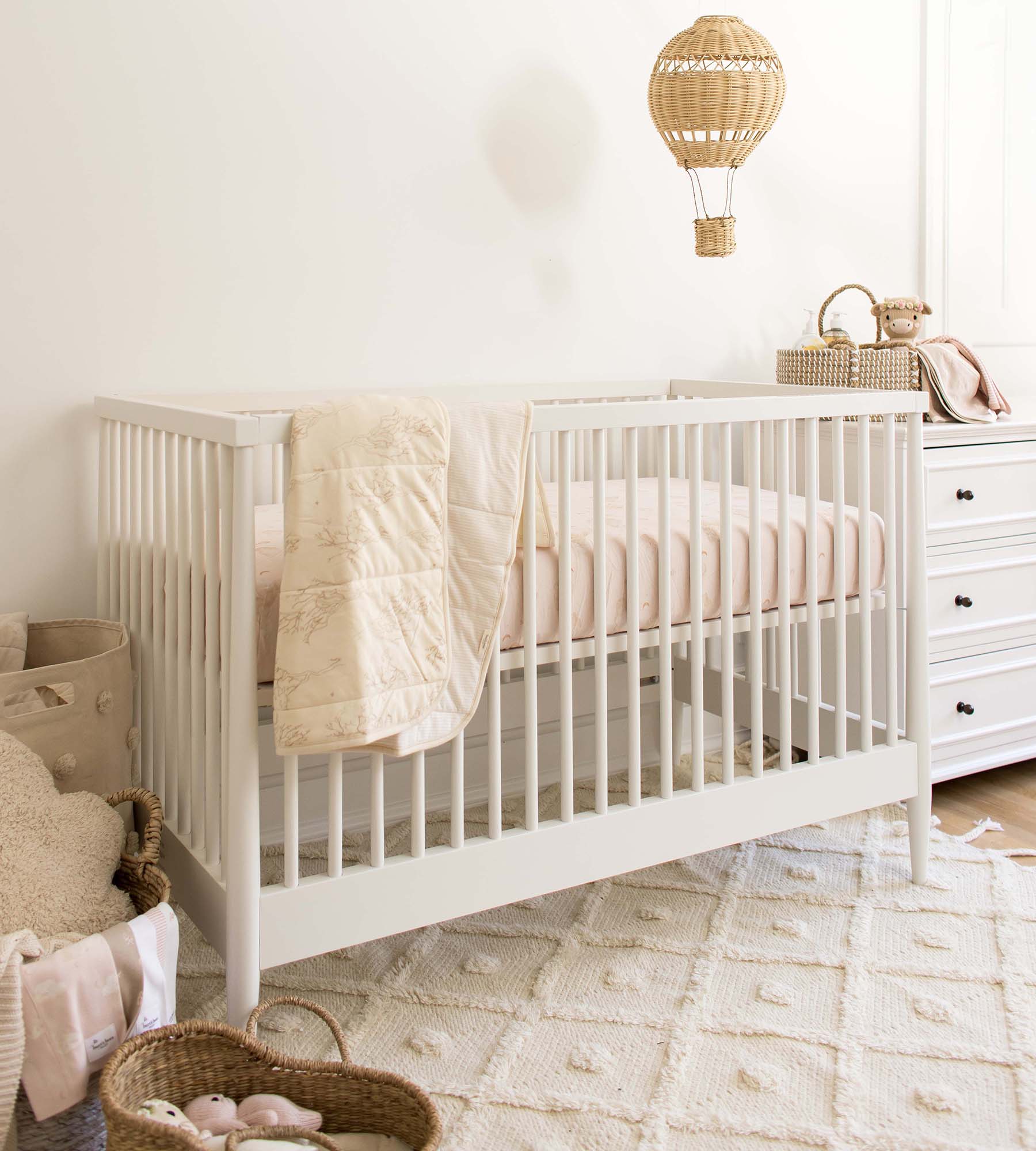 Swaying Branches Organic Cotton Reversible Baby Blanket - Oat - Image 2