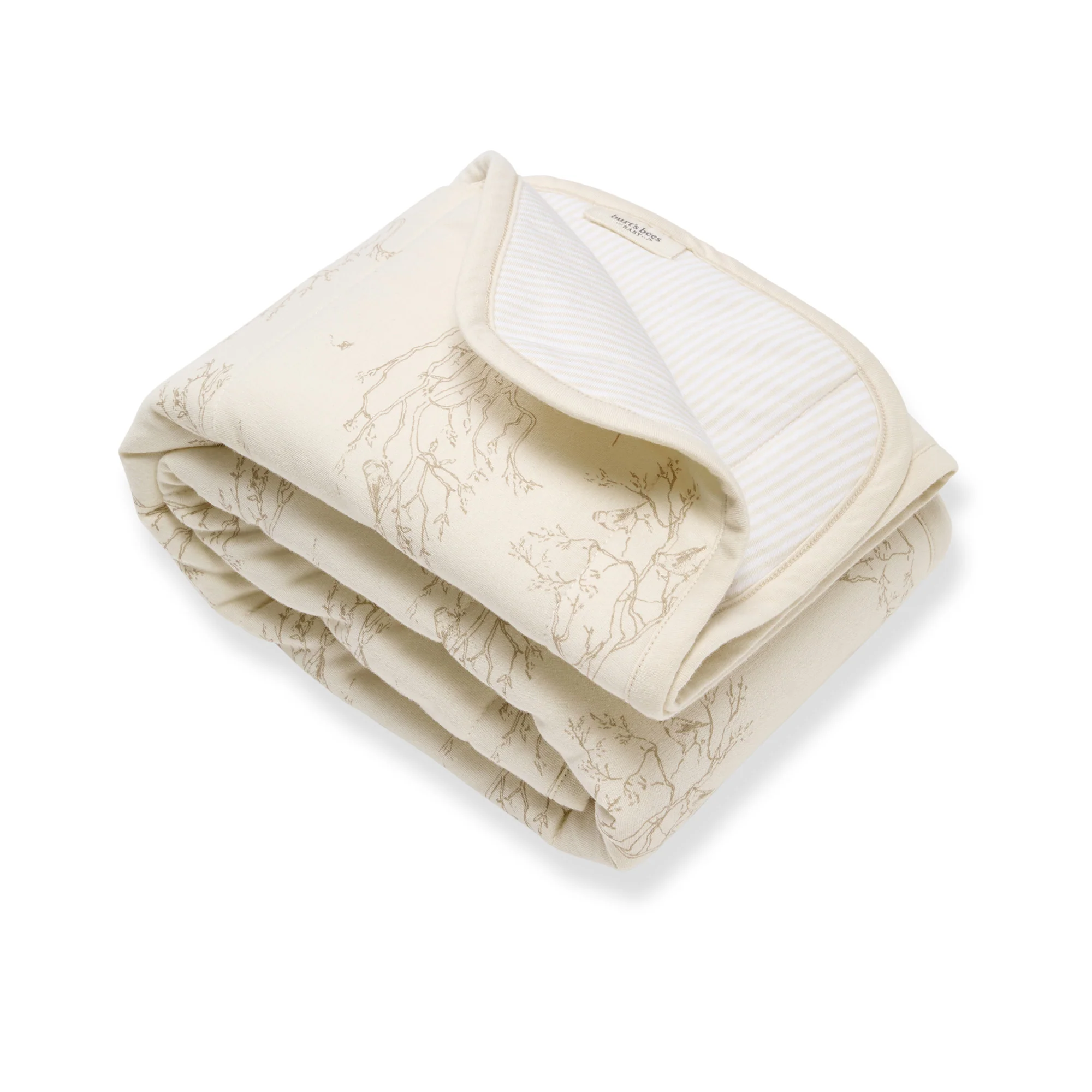 Swaying Branches Organic Cotton Reversible Baby Blanket - Oat - Image 3