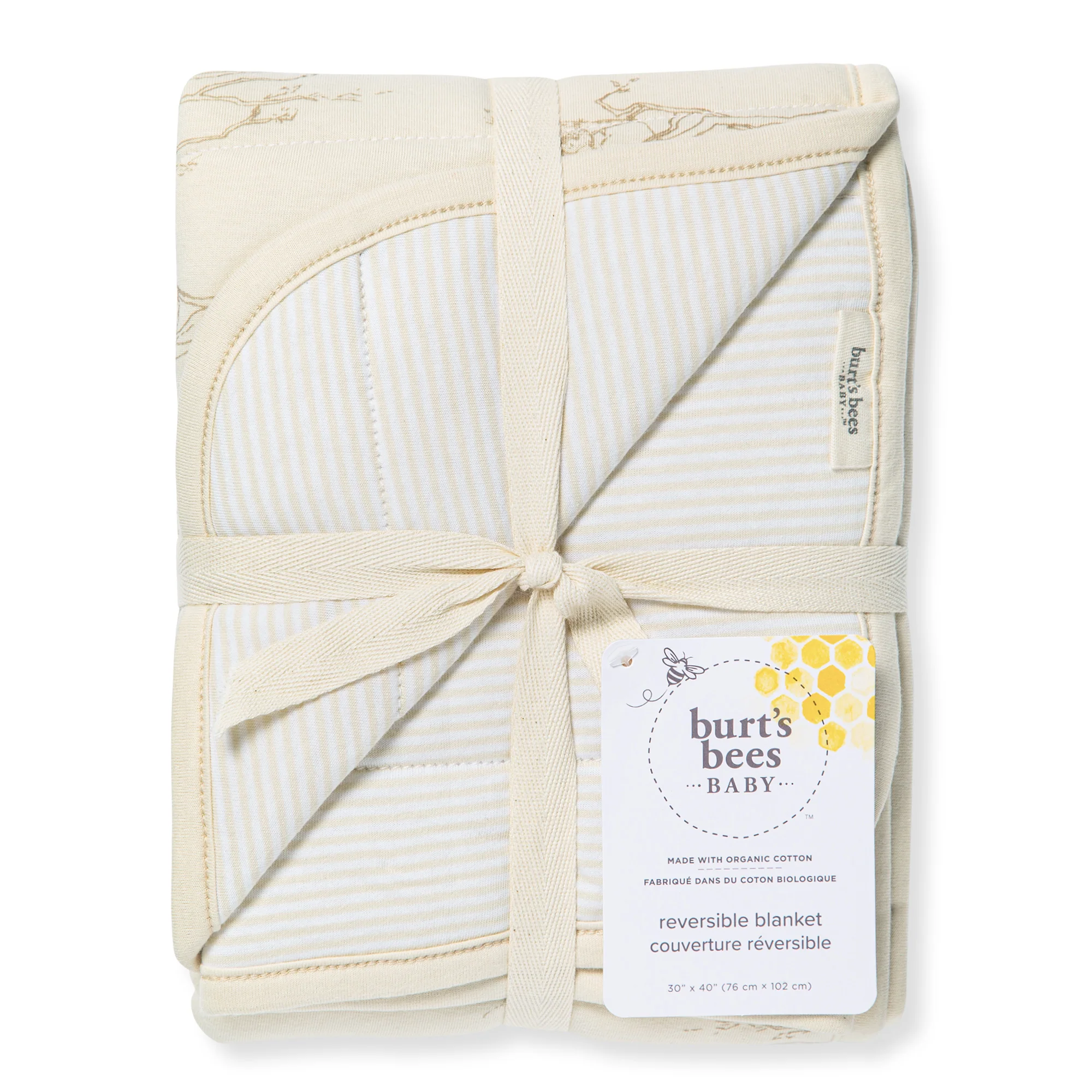 Swaying Branches Organic Cotton Reversible Baby Blanket - Oat - Image 4