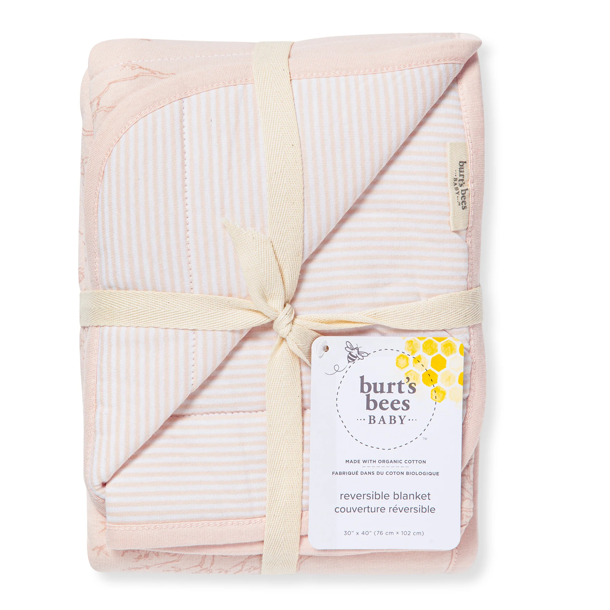 Swaying Branches Organic Cotton Reversible Baby Blanket - Ranunculus - Image 3