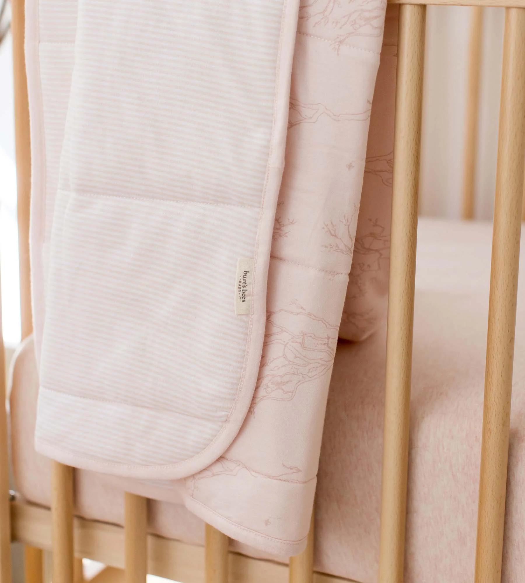 Swaying Branches Organic Cotton Reversible Baby Blanket - Ranunculus - Image 4