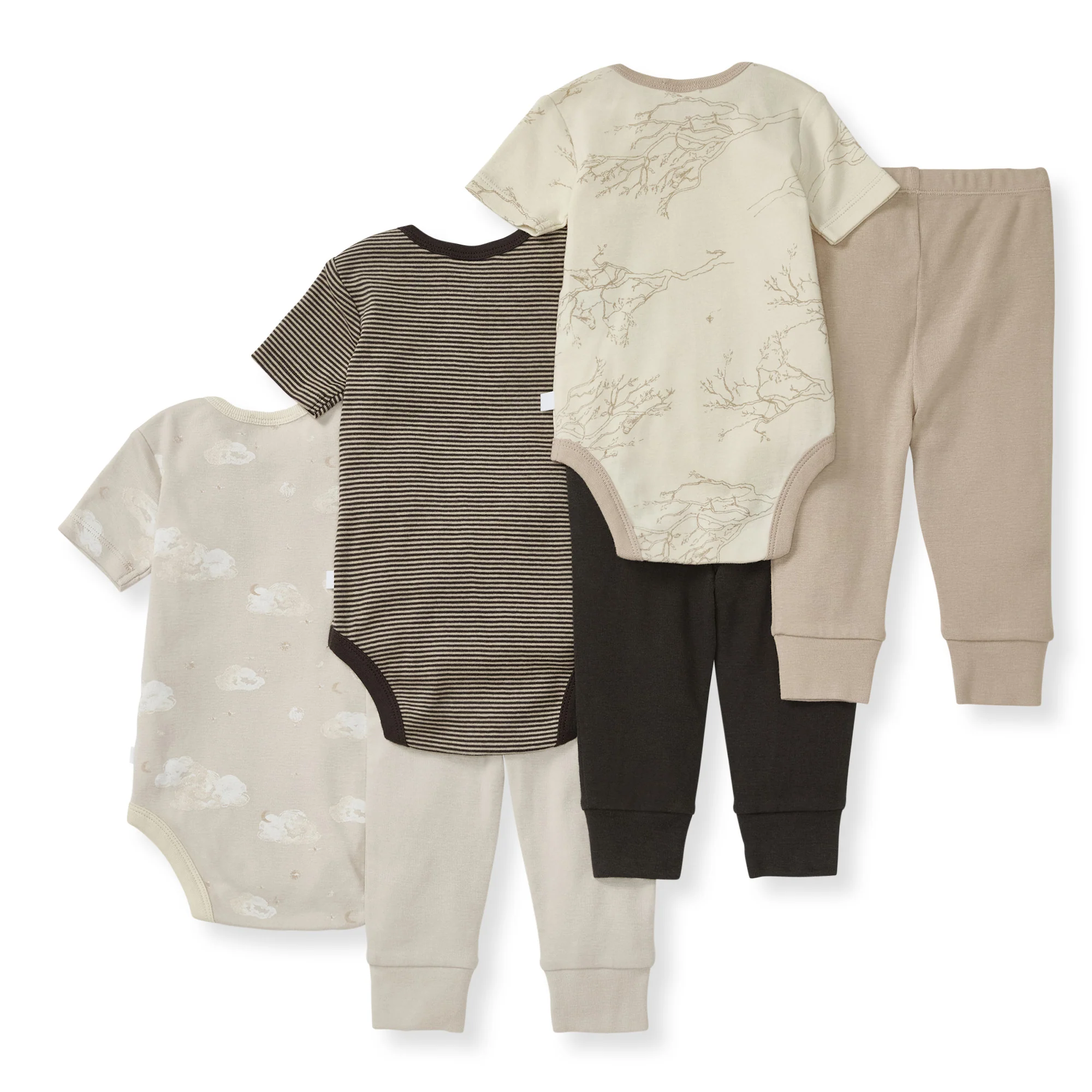 Swaying Branches Organic Short Sleeve Bodysuit & Pant Set 3 Pack - Image 3