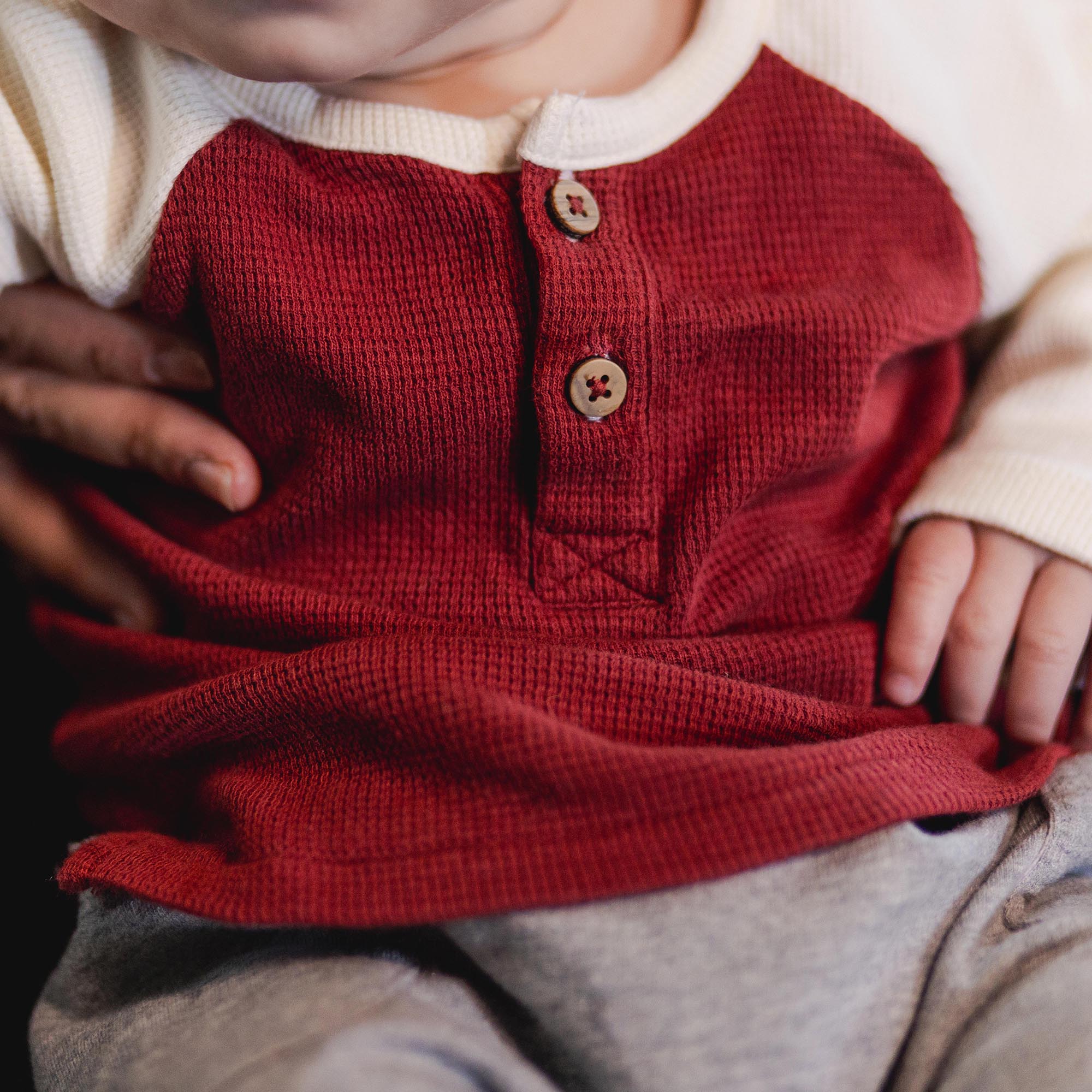 Thermal Organic Boy Tee & Pants Set - Brick Red - Image 5