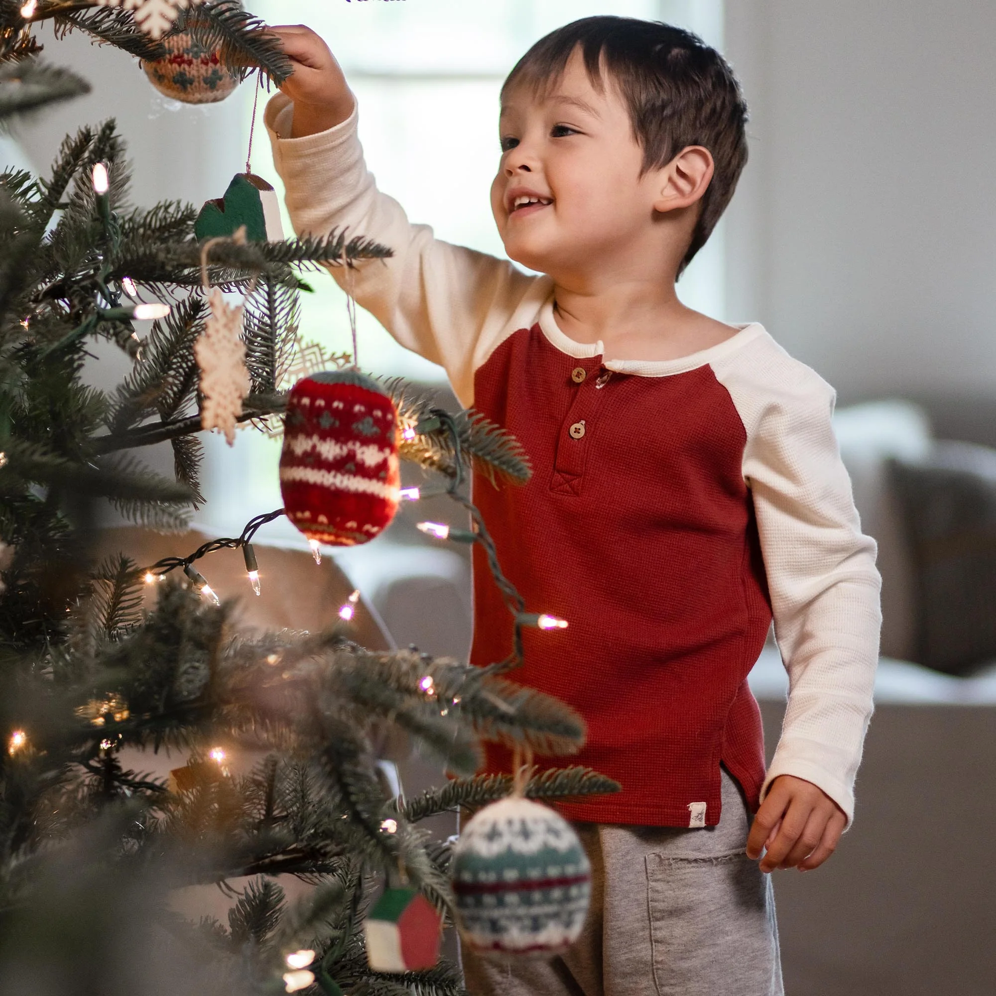 Thermal Organic Boy Tee & Pants Set - Brick Red - Image 6