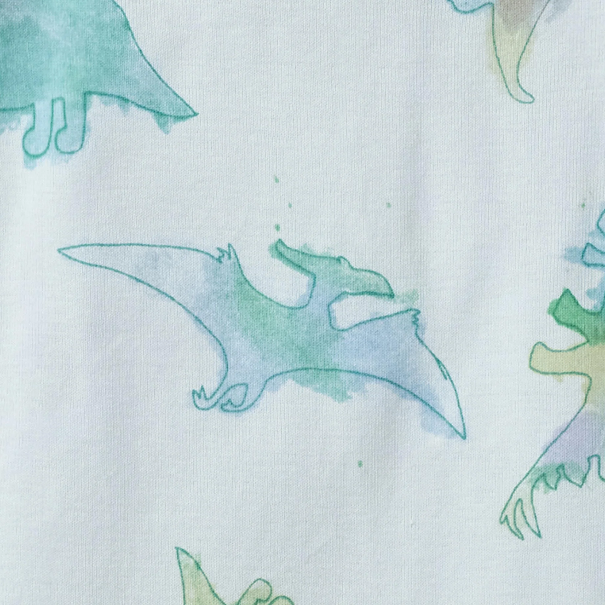 Watercolor Dinos Organic Baby Sleeper Romper - Rain - Image 3