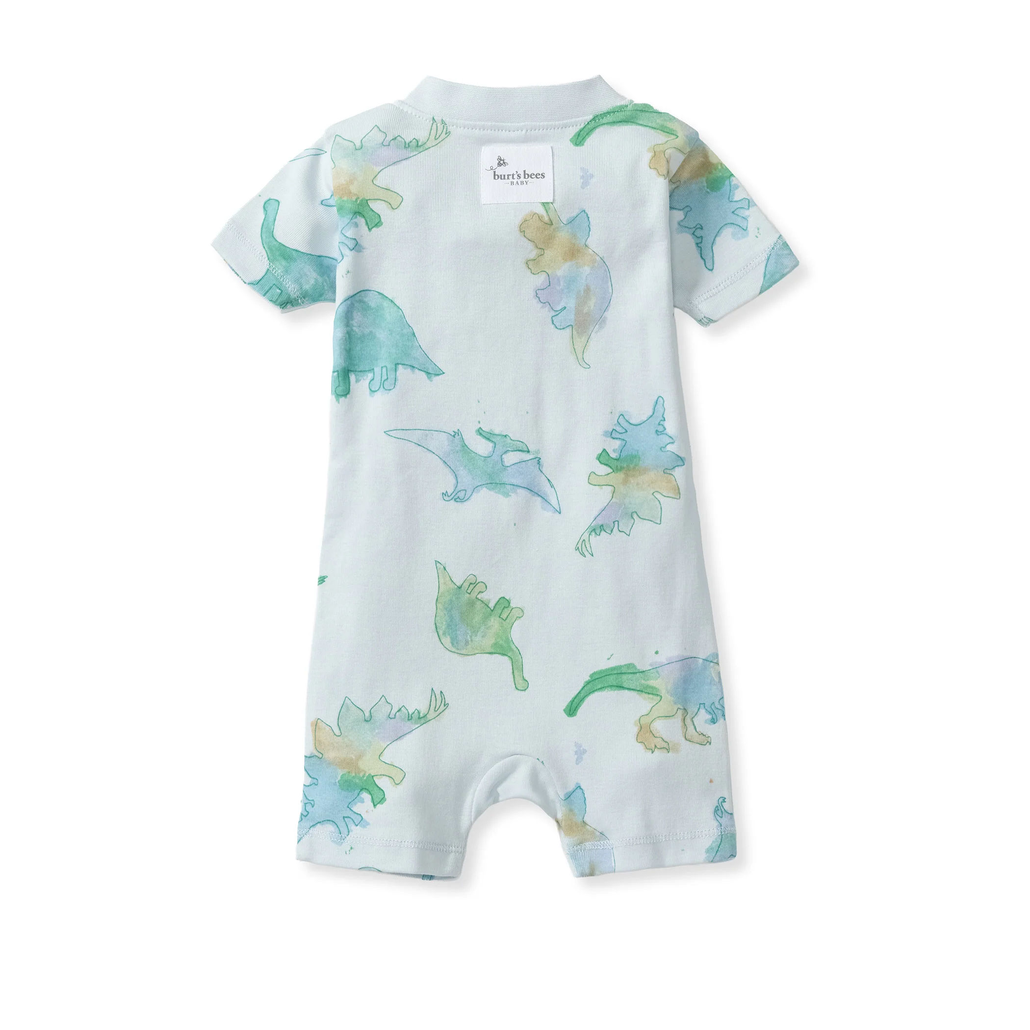 Watercolor Dinos Organic Baby Sleeper Romper - Rain - Image 4