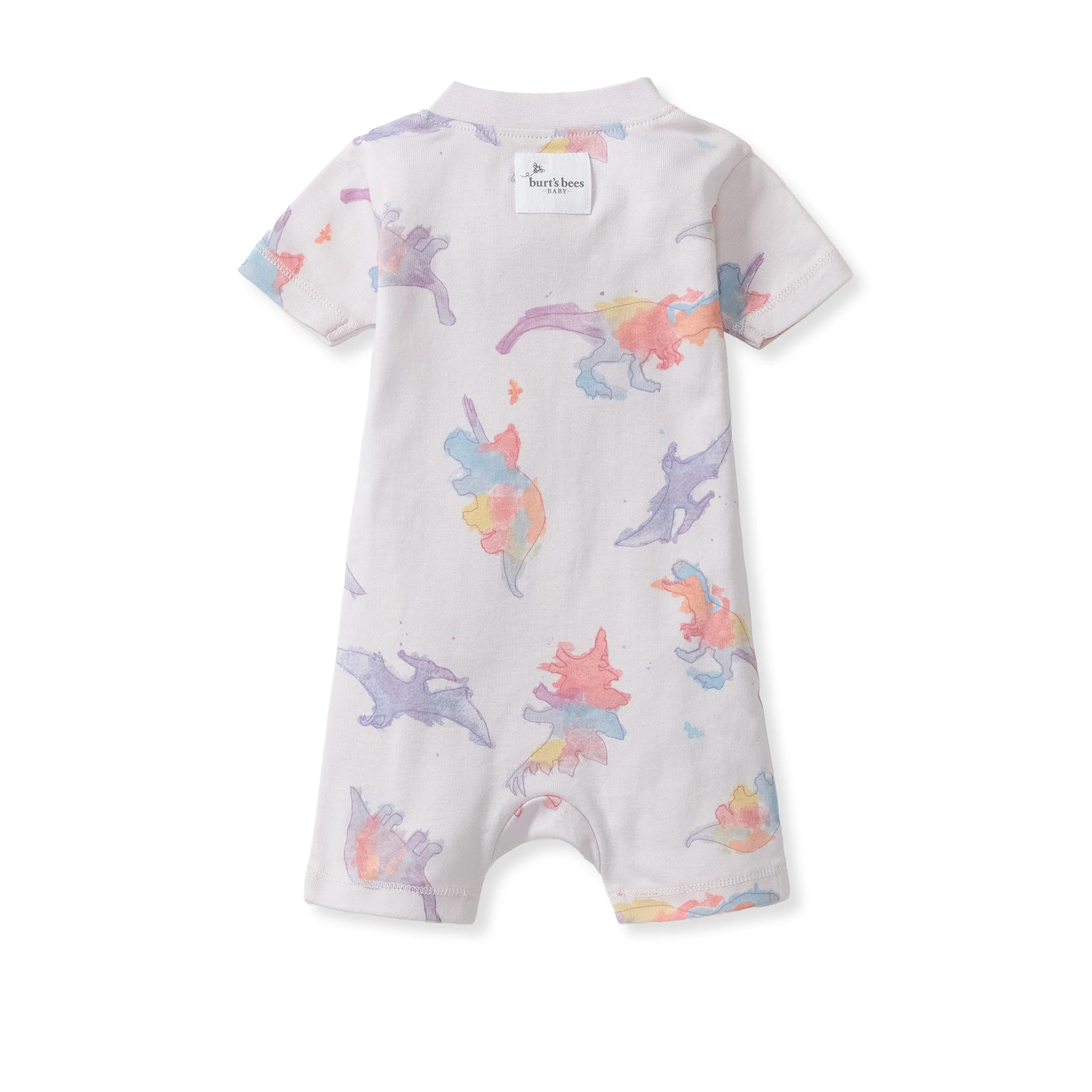 Watercolor Dinos Organic Baby Sleeper Romper - Sweet Pea - Image 3