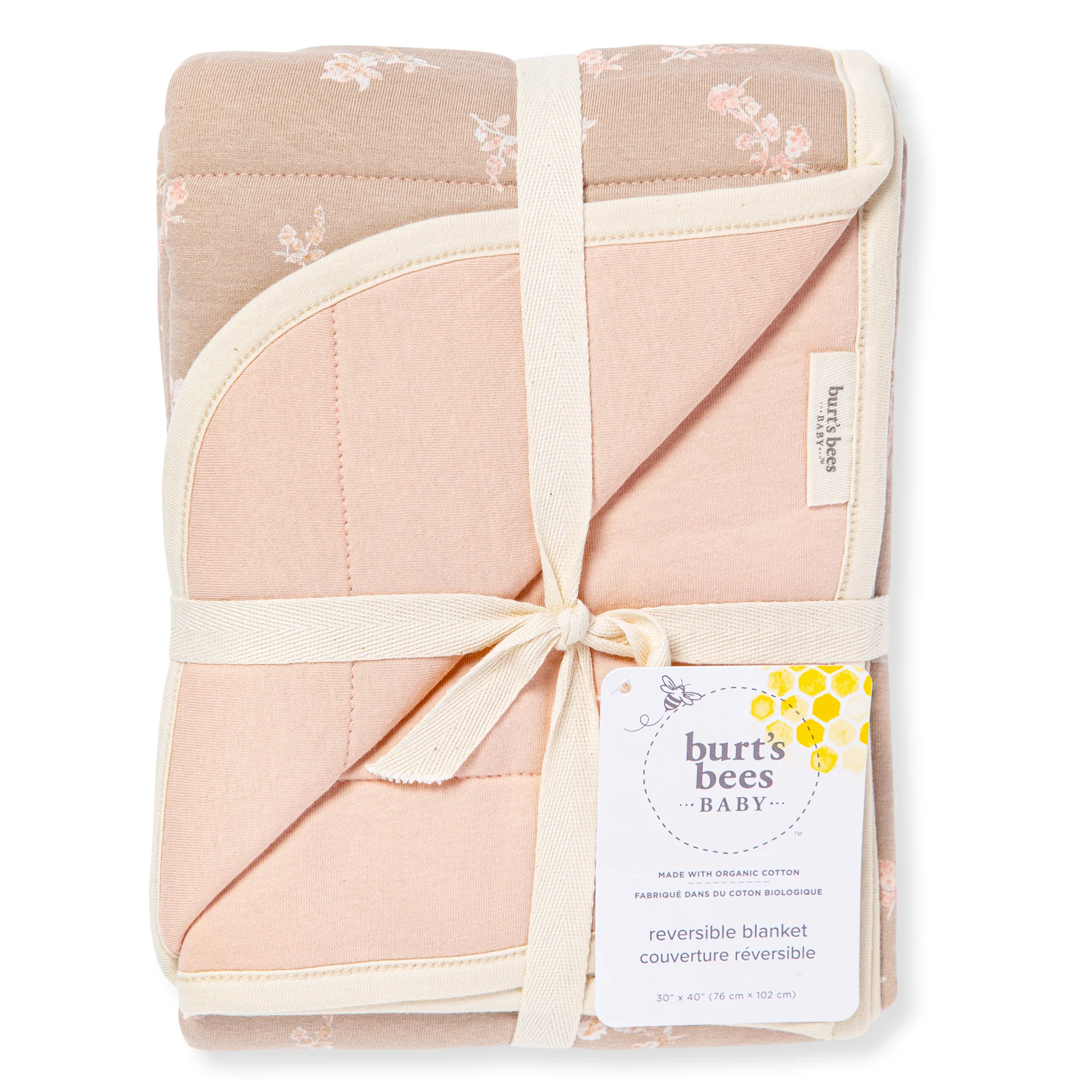 Whimsical Floral Organic Cotton Reversible Baby Blanket - Image 4